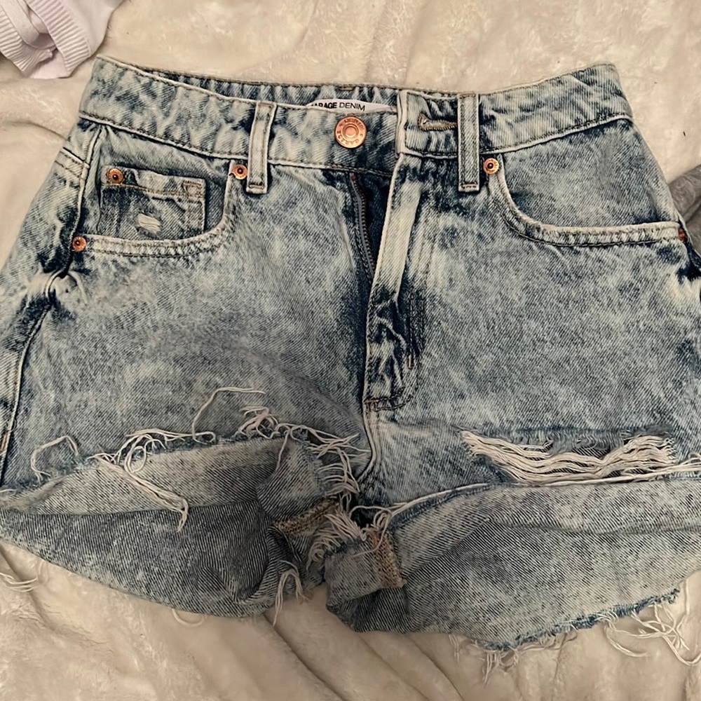ripped garage denim shorts